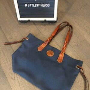 Dooney & Bourke Casual Multi Purpose Nylon + Leather Tote Bag Blue Sz OS